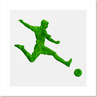 Men soccer player grass Posters and Art